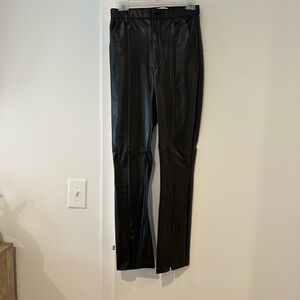 Abercrombie black leather pants, skinny ultra high rise split hem
